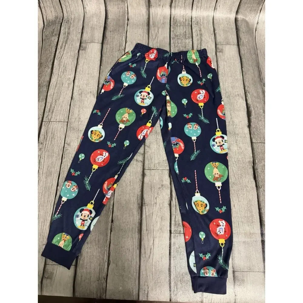 Women’s Disney Christmas Lounge Joggers Sz Small Ornaments Stitch Simba Woody - Picture 2 of 8